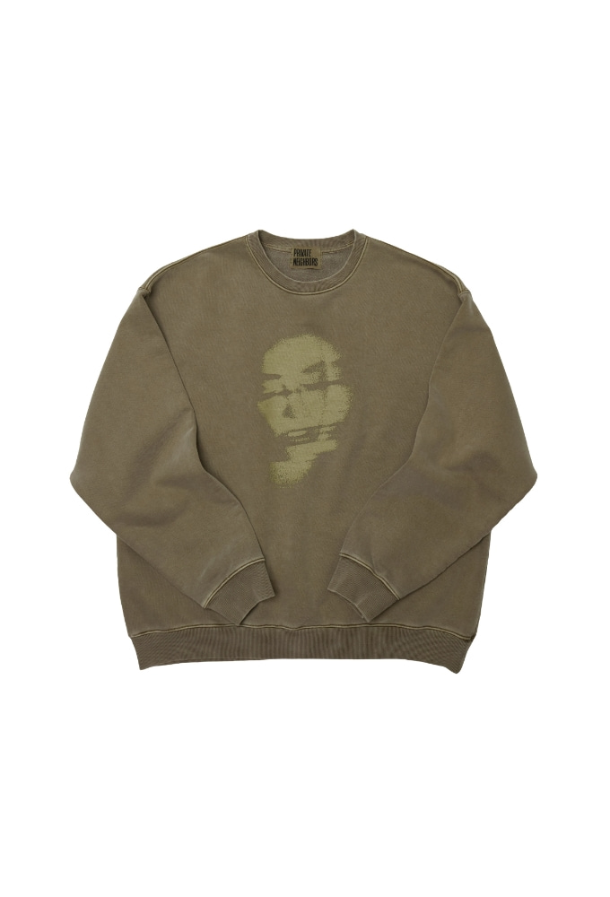 Faded Face Sweatshirt(Pigment Dyed)-Khaki Brown