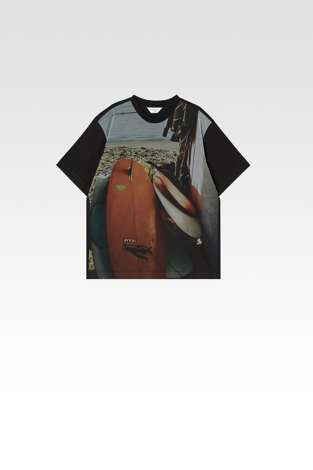 풀 프린트 메쉬 레이어 티셔츠 서프 (블랙)