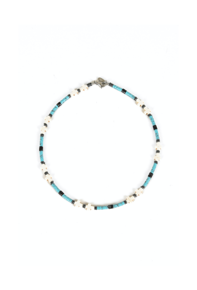 CROSS POINT NECKLACE (turkish blue)